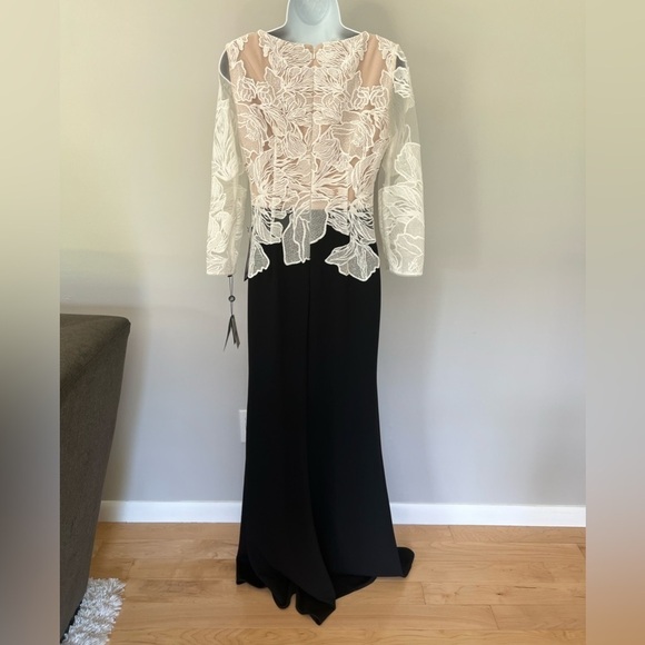 NWT Adrianna Papel black & cream lace overlay full length formal dress size 4 - Picture 6 of 11